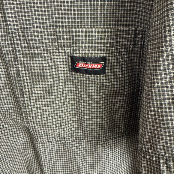 Men’s Brown Dickies Microplaid Short Sleeve Gorpcore, Workmen’s Button Up Shirt - Picture 3 of 6